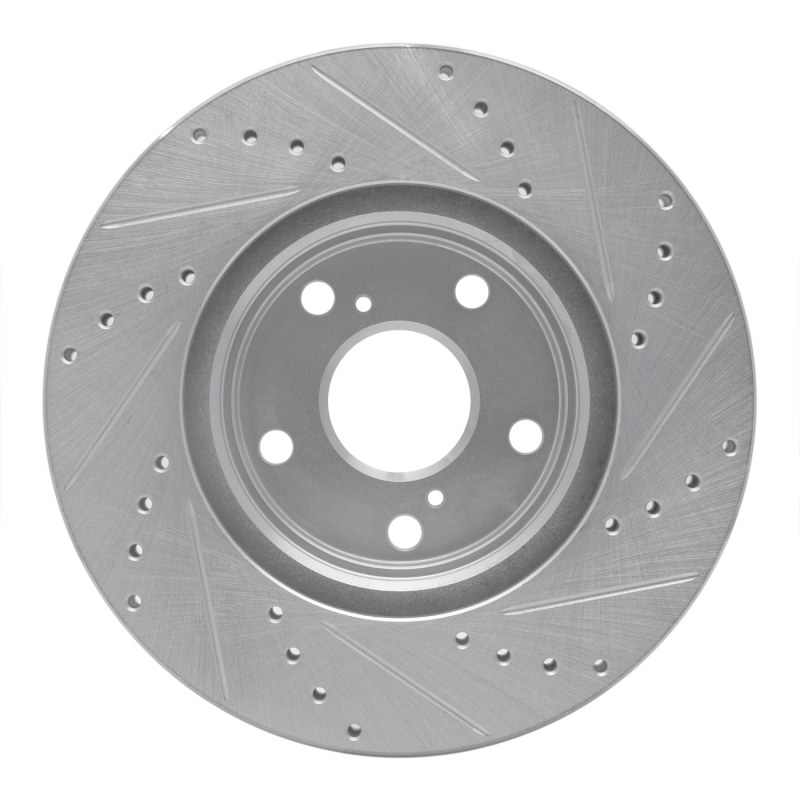 Lexus ES300 Brake Rotor (1) - Front Left - R1 Concepts - Drilled & Slotted - Silver - `99-`07